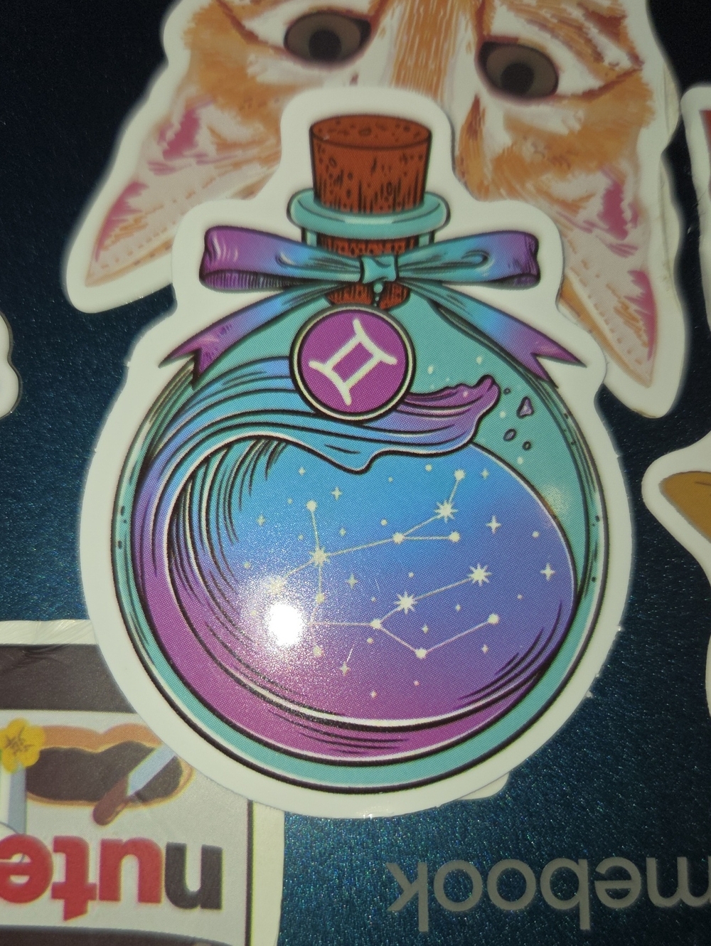 Astrology Potion Bottle Sticker - Teal & Purple Women Bath & Body Accent